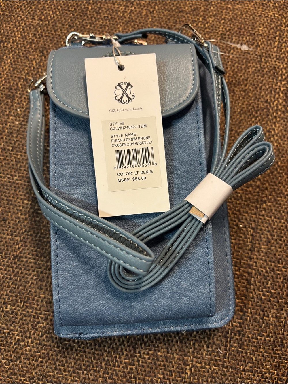 Christian Lacroix Light Denim Blue Crossbody Phone Wristlet